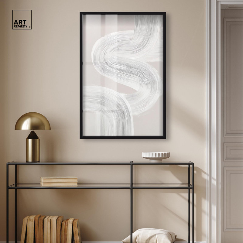 «Spontane Flow II Shadowbox Print», art mural minimaliste par Art Remedy, H 37 po x l 25 po, Noir