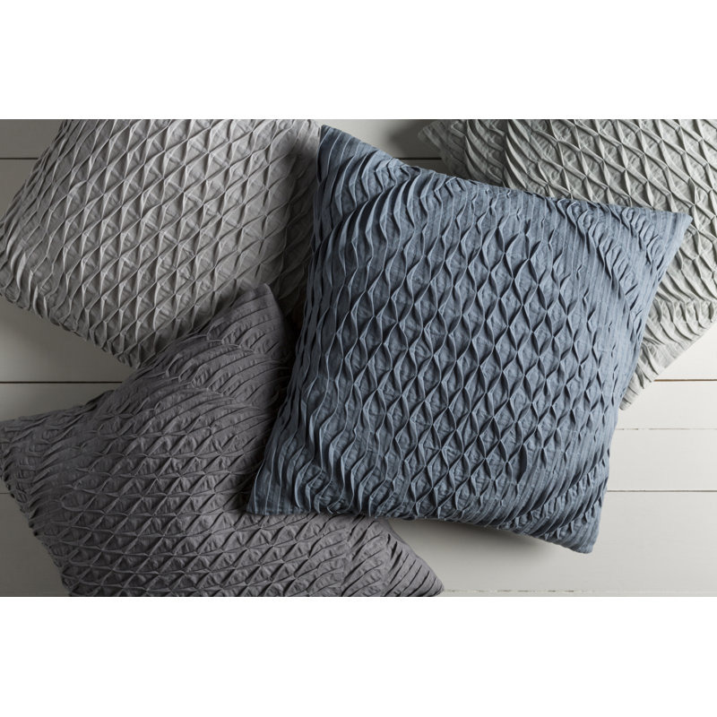 Trafton Chevron Cotton Blend Reversible Throw Pillow, 20" x 20", Light Gray, Pillow Cover Only