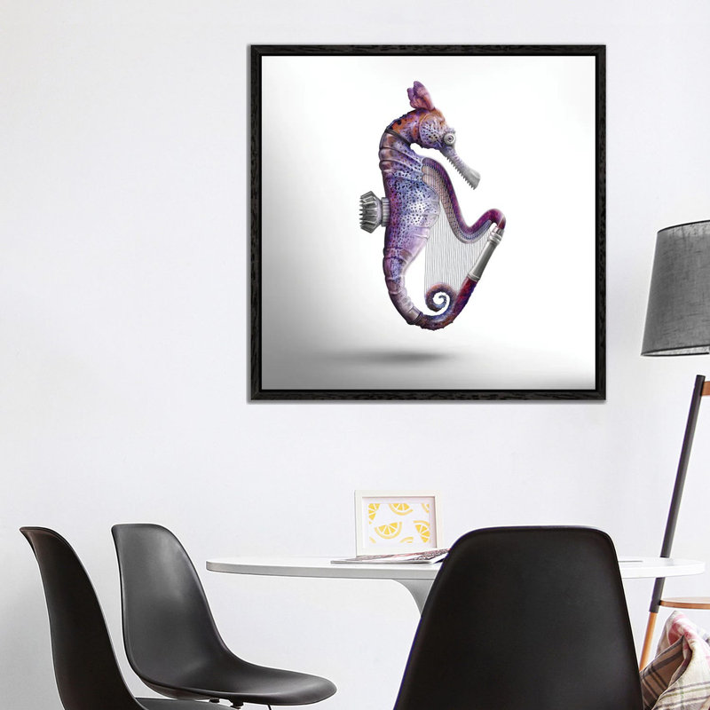 Fabuleon: Seaharp 1 Piece Wall Art on Canvas, 93.98 cm H x 93.98 cm W, Black Framed