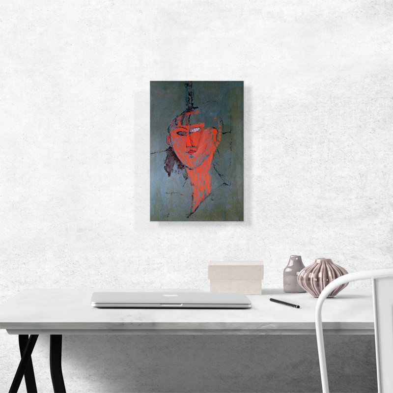 «The Red Head 1915» par Amedeo Modigliani, reproduction d'art sur toile tendue, H 18 po x l 12 po x P 0,75 po