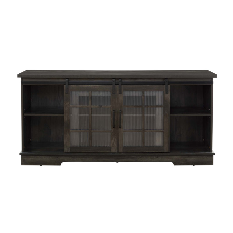 Multipurpose Sliding Door TV Stand With Large Storage, Fluted Glass Doors, And Cable Management For Tvs Up To 65 Inches