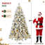  Arbre de Noël enneigé artificiel pré-éclairé avec branches en PVC, lumières, aiguilles de pin, décor des Fêtes-706235355