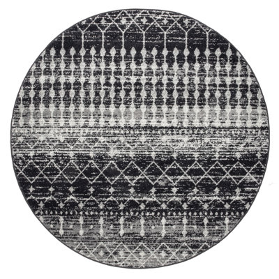Amandine Moroccan Power Loom Performance Black Rug