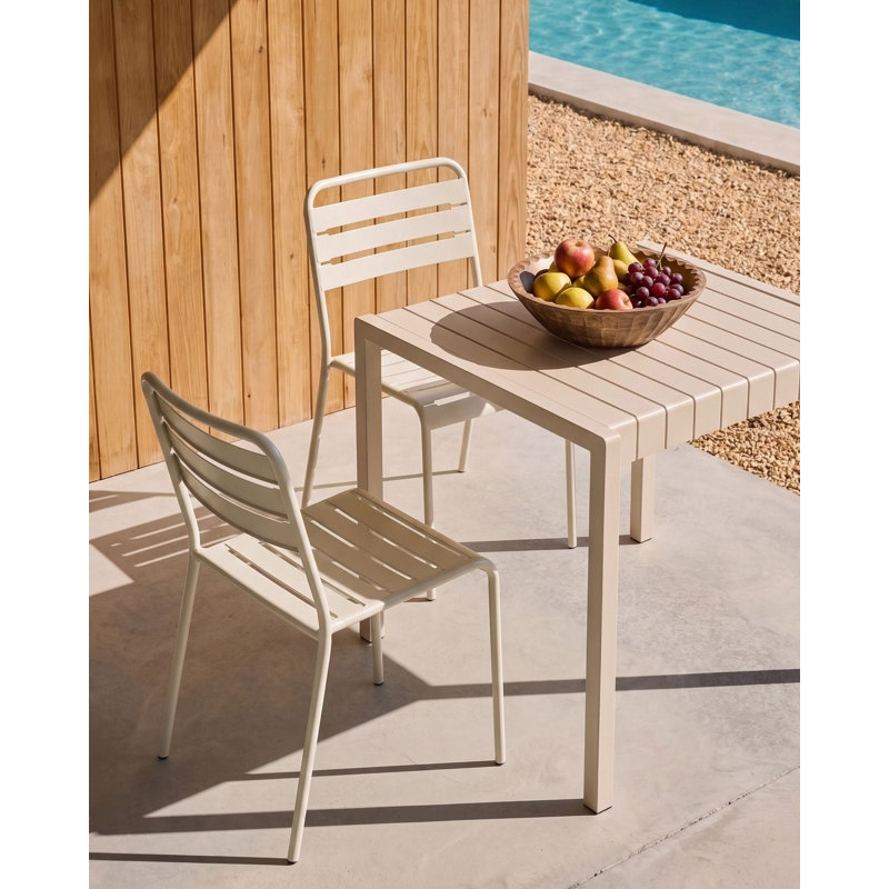 Stackable Outdoor Patio Dining Side Chair, Beige