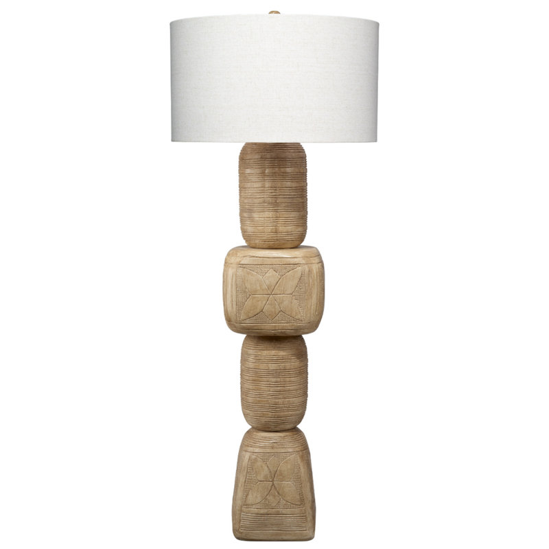 Natural Bleached Wood Floor Lamp with Linen Shade