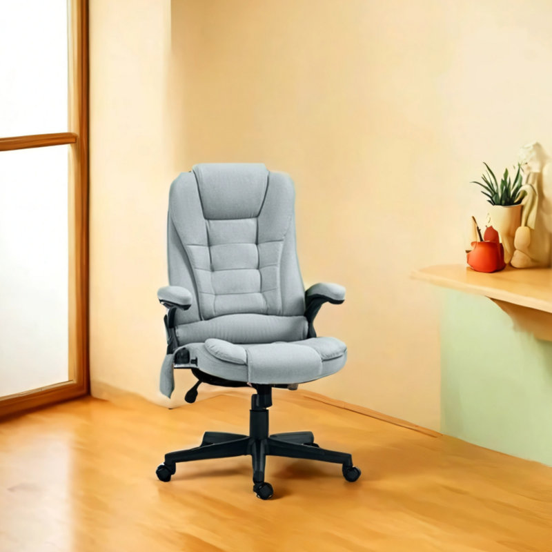 Fauteuil de bureau à 6 points de massage vibrant gris clair chauffant