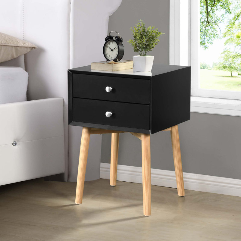 Table de chevet Mid-Century, Noir