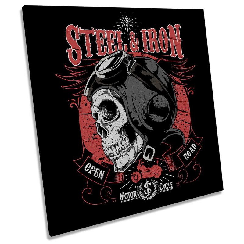 Skull Steel Iron Open Raod - Wrapped Canvas Print, 60cm H x 60cm W x 2cm D