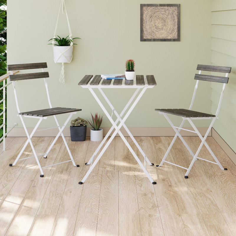 2 - Person Patio Dining Set with Square Table, White