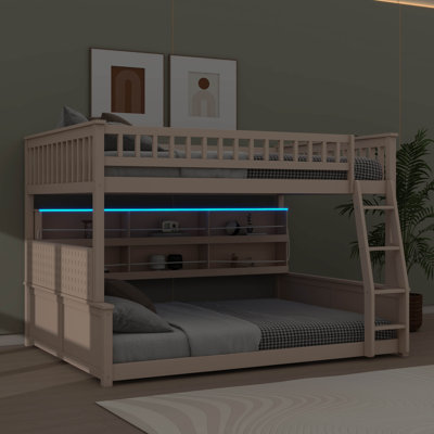 Lit superposé avec tablettes intégrées, lumières personnalisables et panneau ventilé