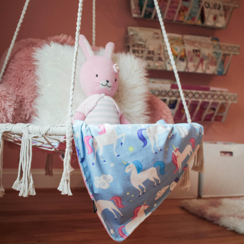 Unicorn Print Pink and Purple Plush Throw Blanket for Kids
