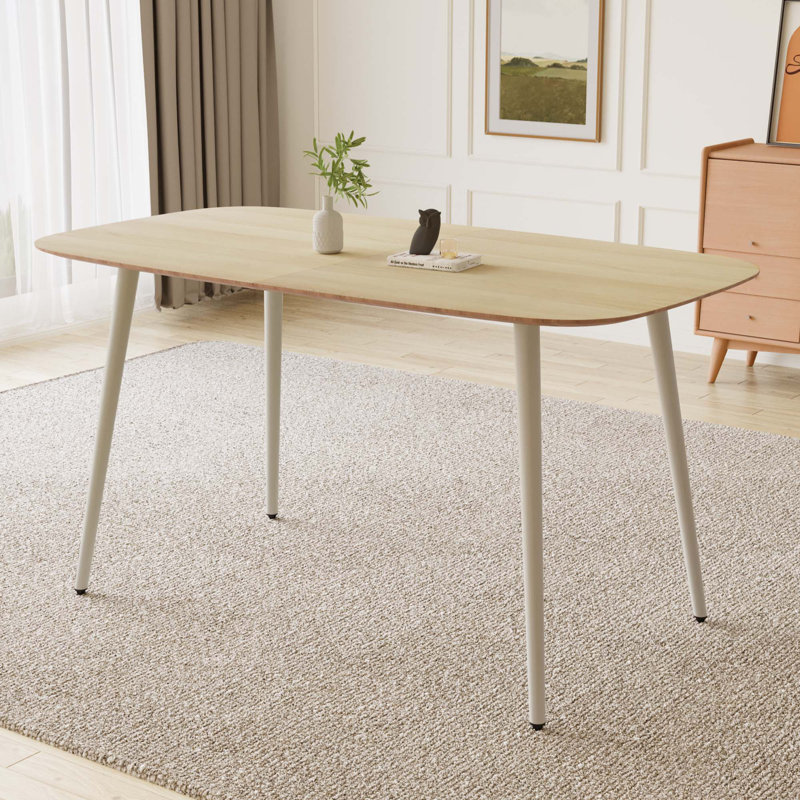 Table rectangulaire, table de salle à manger moderne, H 29,9 po x L 55,1 po x l 31,5 po, Crème / crème