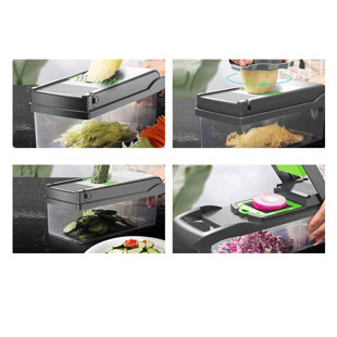 Multi-Purpose 4-in-1 Vegetable Slicer with Glove Stainless Steel Grater  Peeler Shredder Tool suit for Home Kitchen Vegetables Cheese Lemon Fruit  Salad