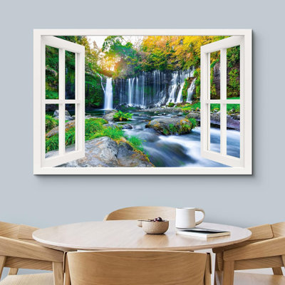 Window Scenery " Window View Autumn Springtime Forest Waterfalls Nature Pictures Scenic Landscape "
