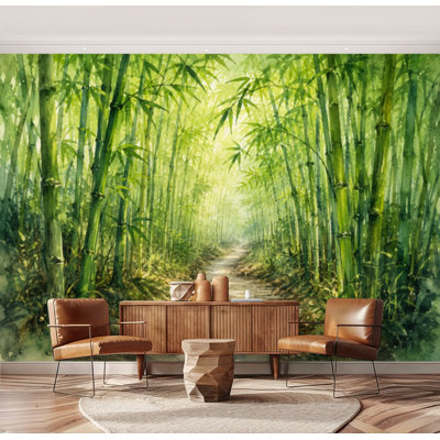 Wall Mural Peel and Stick Wallpaper Green bamboo forest Self-Adhesive Removable Contact Paper Wall Decor for Living Room Bedroom 69"H x 96"W