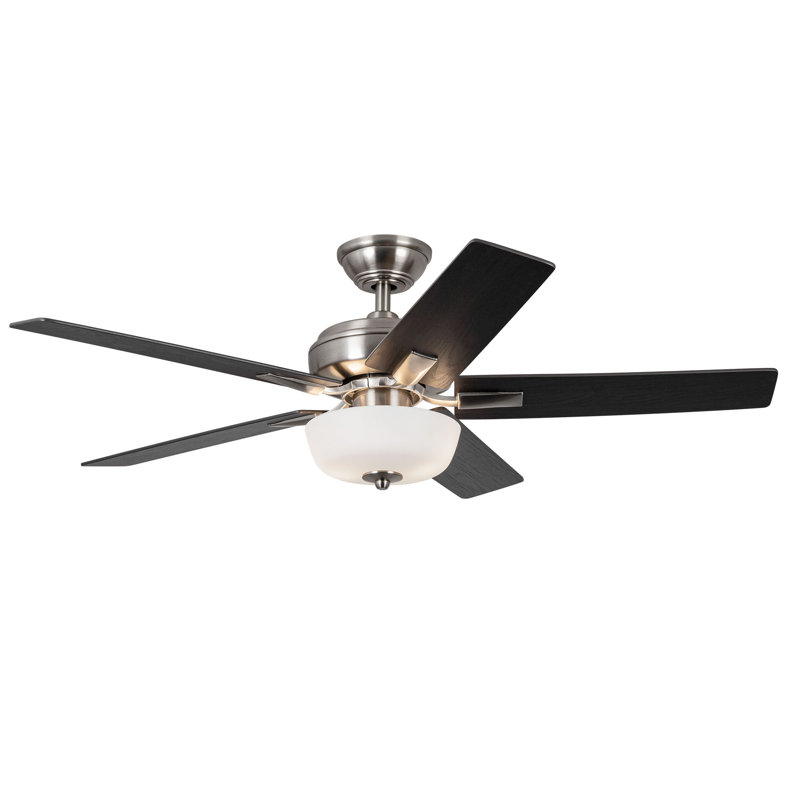 Erikson 52-In Fan + LED Kit With Bulb Ceiling Fan, Black, Brushed Nickel