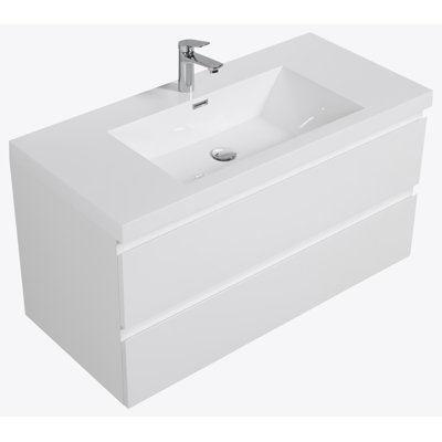 42" Floating Bathroom Vanity with Sink, Modern Wall-Mounted Bathroom Storage