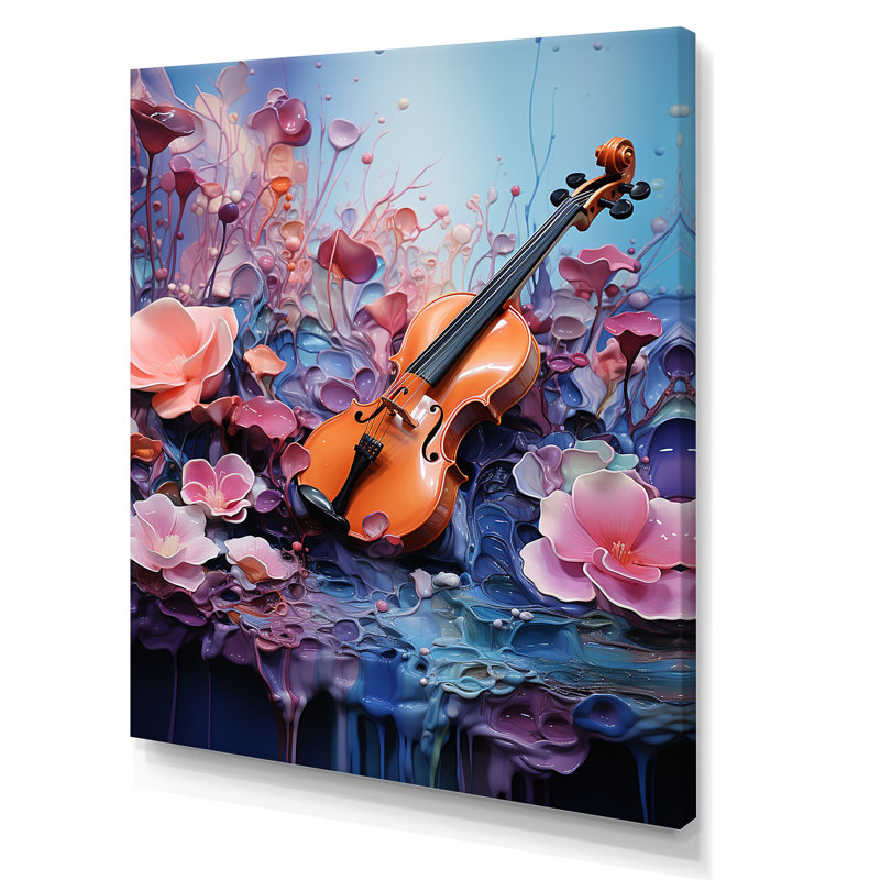 «Whimsical Violin Music Melody», reproduction sur toile, Toile tendue, H 32 po x l 24 po x P 1 po