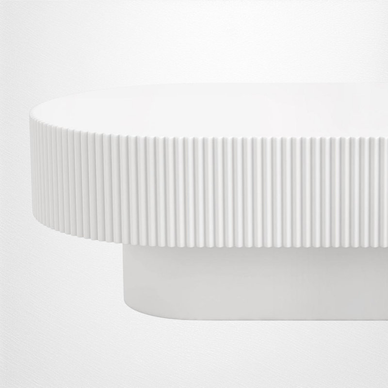 Table basse ovale, White 1, 13.92" H x 43.32" W x 23.63" D
