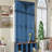 Farmhouse Hall Tree with 4 Hidden Hanging Hooks, Versatile Walnut Seating Bench with 8 Doors, Entryway Shoe Cabinet with Open Compartment for Living Room,