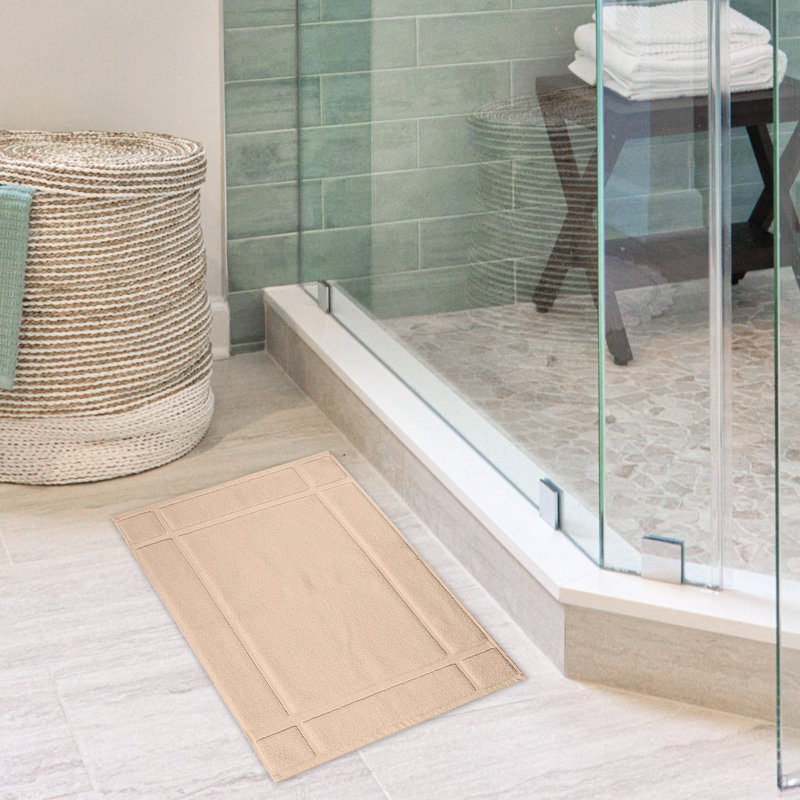 Tapis de bain 100% coton 1350 g / m² pour plancher de salle de bain, Beige, L 24 po x L 17 po