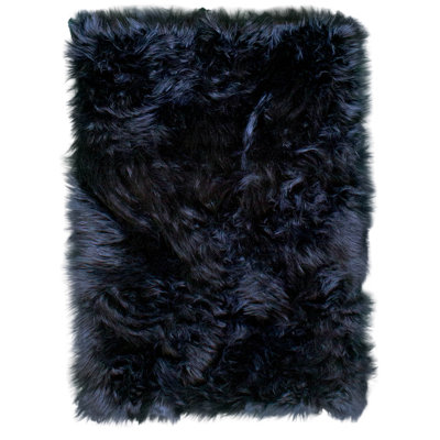 Diller Black Faux Fur Shag Fluffy Area Rug