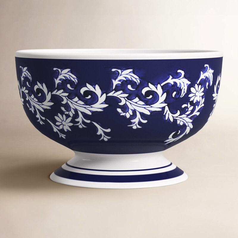 Blue Garden 8.25-Inch Lotus Footed Bowl