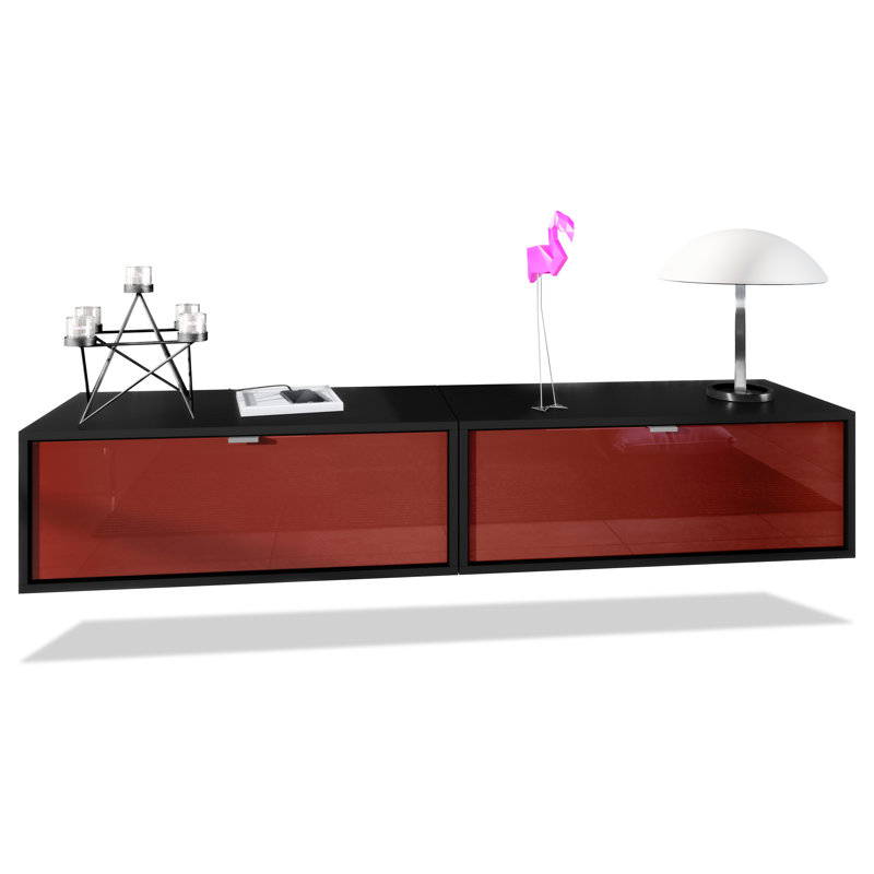 Mccaffrey Unfinished TV Stand for TVs up to 55", Black/Bordeaux High Gloss