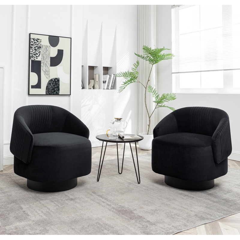 Fauteuil demi-tonneau pivotant Carratelli, Velours noir