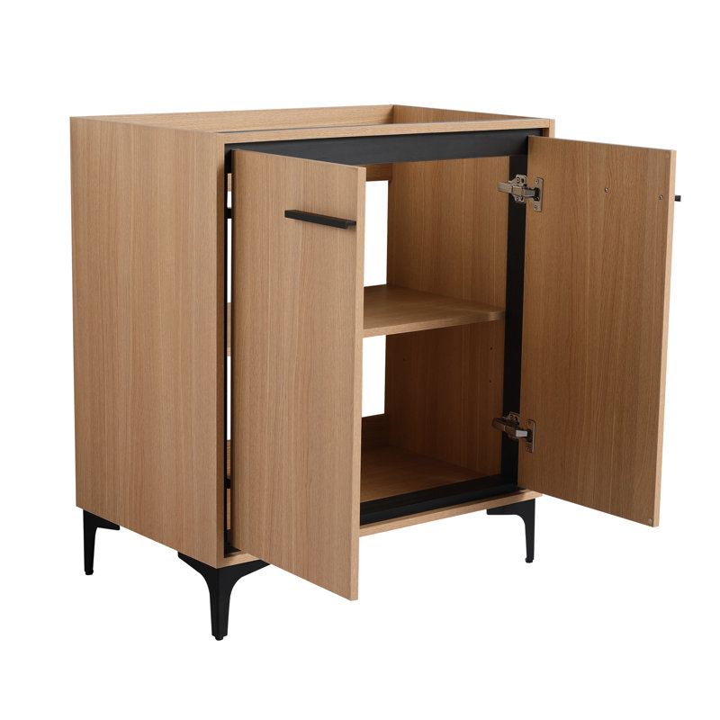 Base de meuble-lavabo de 30 po, armoire de couleur chêne, rangement spacieux, bois d'ingénierie, double porte de conception américaine de 30 po