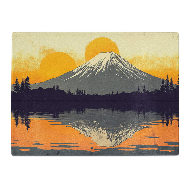 Japanese Mountains Vision  Glass Chopping Board