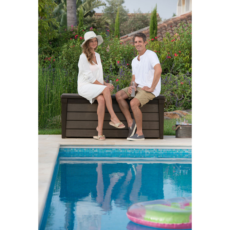 Keter Brown Lockable Plastic Wicker Outdoor Deck Box