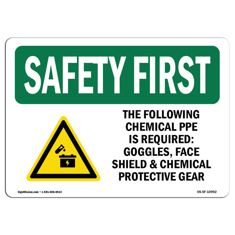 Safety First Sign, 18" H x 24" W x 0.1" D