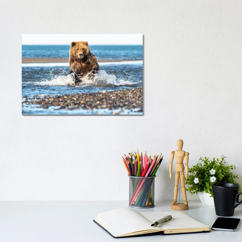 Fishing Bear by Eric Fisher - Wrapped Canvas Gallery-Wrapped Canvas Giclée, 20.32 cm H x 30.48 cm W