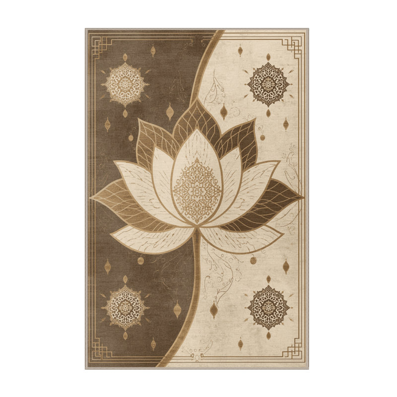 Tapis oriental beige lavable à la machine Darwin, 7 x 9