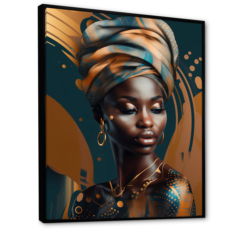 «African Chromatique Woman II - Woman», reproduction sur toile encadrée, H 20 po x l 12 po, Cadre flottant noir