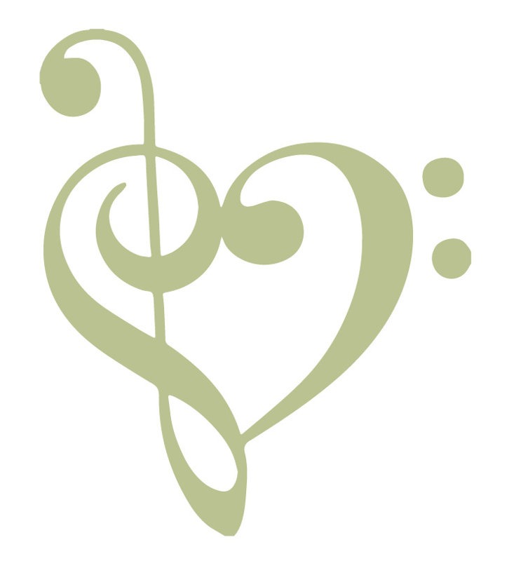 Décalcomanie murale coeur musical, H 24 po x l 20 po x P 0,01 po, Céladon