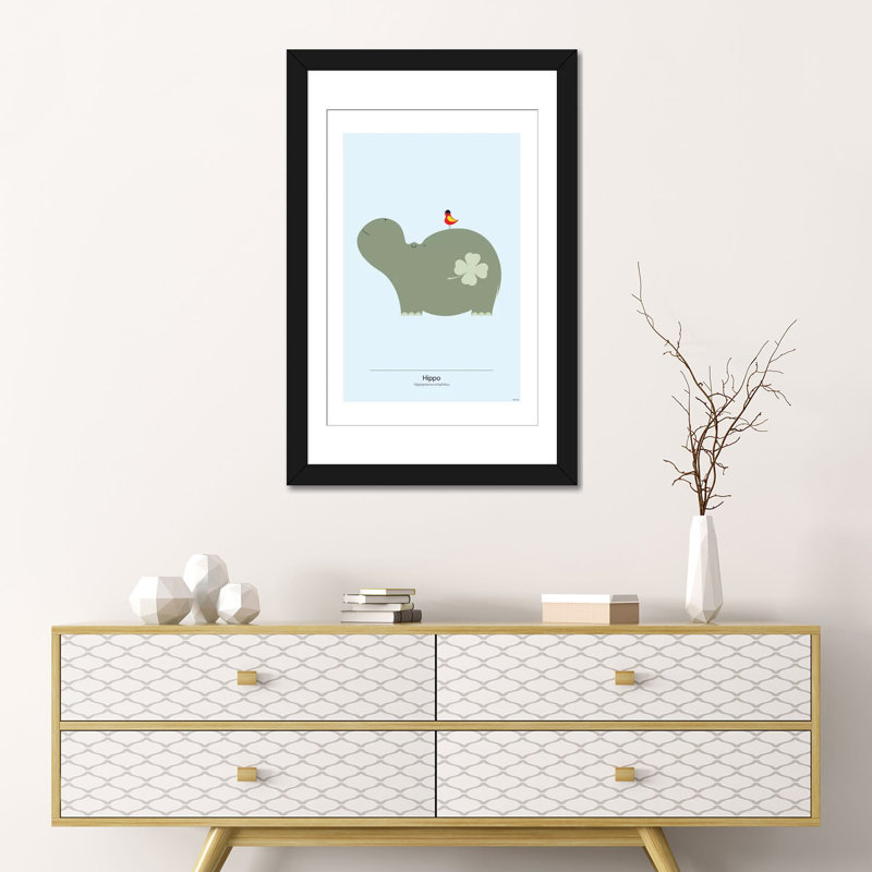 « hippopotame », impression sur toile tendue, H 32 po x l 24 po x P 1 po, Papier beaux-arts encadré noir, Blanc