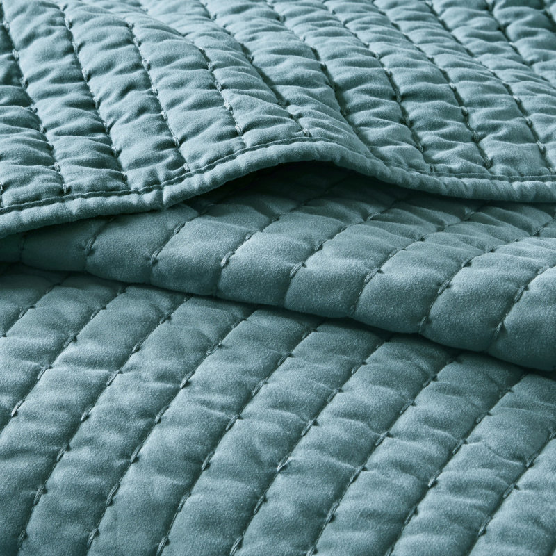 Teal King/ King Bedding - Reversible, Microfiber, Cotton Filled Soft Quilt In Glowing, Teal, King Quilt + 2 Shams