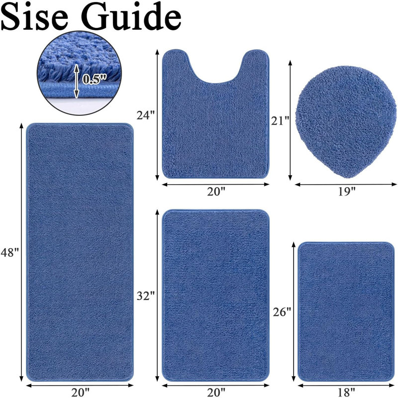 Bathroom Rugs Set, Blue