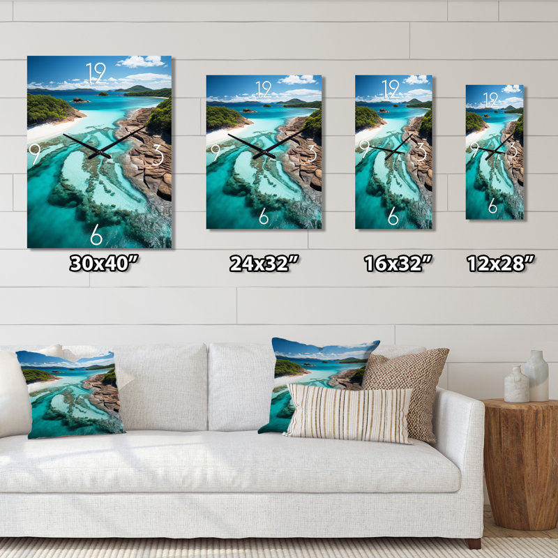 Australie Whitsunday Island Paradise II - Très grandes horloges murales nautiques et de plage, H 32 po x l 16 po x P 1 po