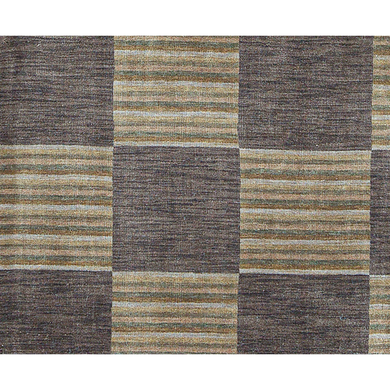 Gabbeh Wool Checkered Area Rug in Purple/Green, Rectangle 8' x 9'11"