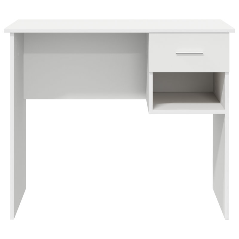 Desk With Storage 90X49.5X75 Cm Engineered Wood, White