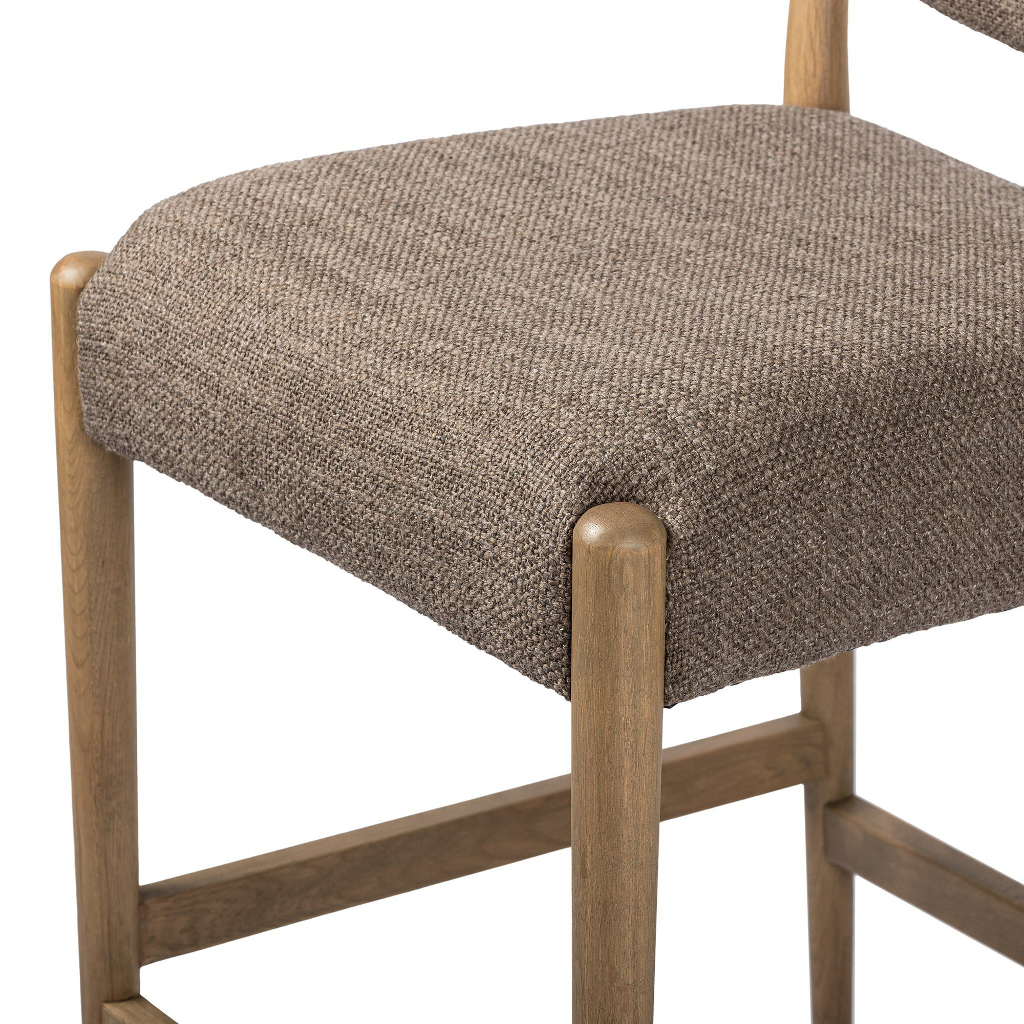 Tara Upholstered Stool, Natural Oak, Saxon Mink