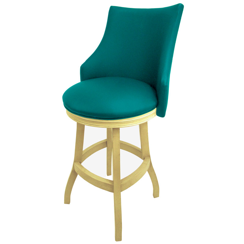Tabouret pivotant en bois Ridfortore, Beige, Bleu sarcelle, Tabouret de bar (assise de 30 po de hauteur)