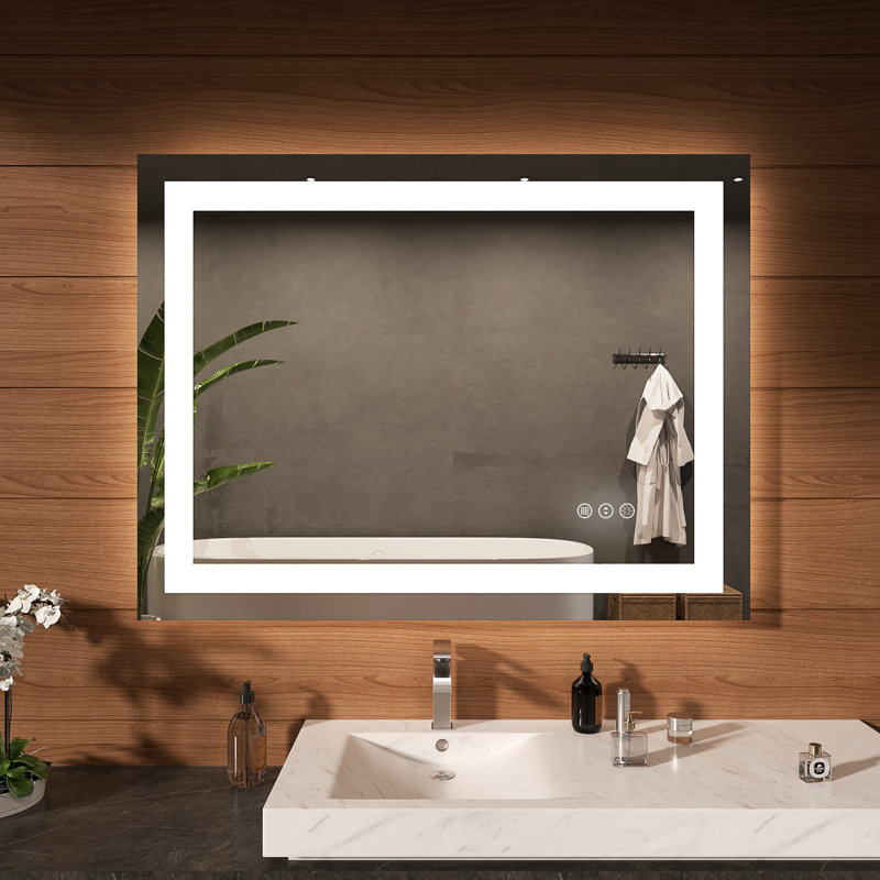 Rectangular Frameless Led Wall Mounted Bathroom Vanity Mirror, 48" x 32"
