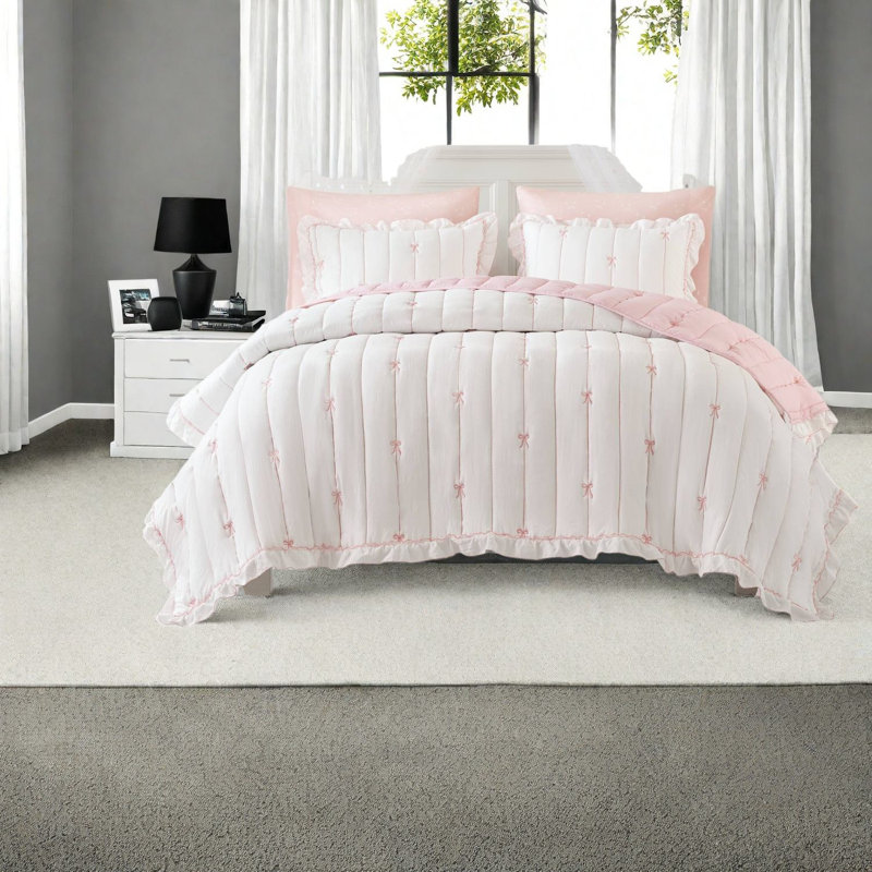 Ensembles de literie en microfibre élégants, courtepointe romantique pour le confort de la maison