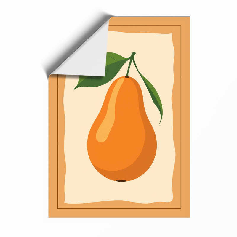 Single Pear In Gold Botanical - Print, Unframed, A2 - 59.4 x 42.0 cm