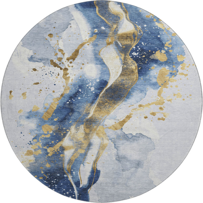 Premium Machine Washable Elize AMF1523 Abstract Rug, Round 8'