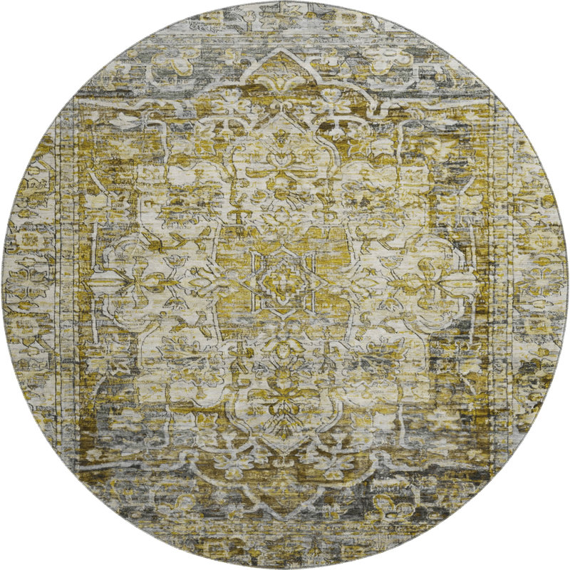Premium Machine Washable Lubbers AMF1728 Global Rug, Round 8'